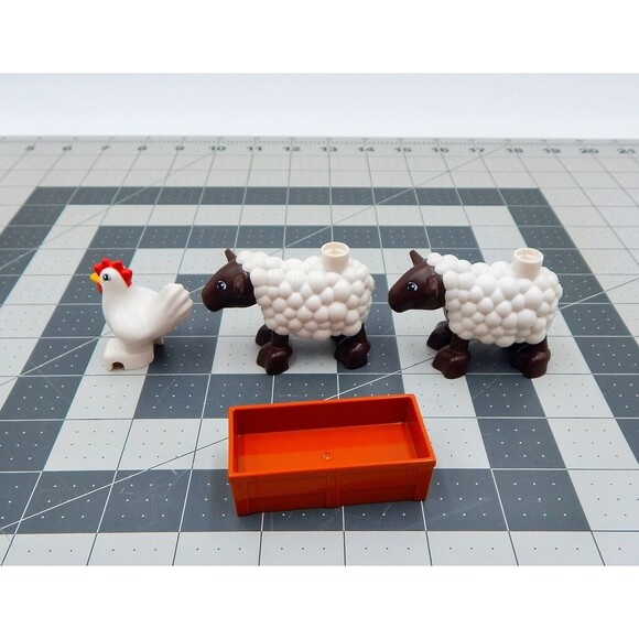 Lego Large Farm Set 45007 Dark Brown Sheep with Woolly Coat Hen Trough - Picture 3 of 8